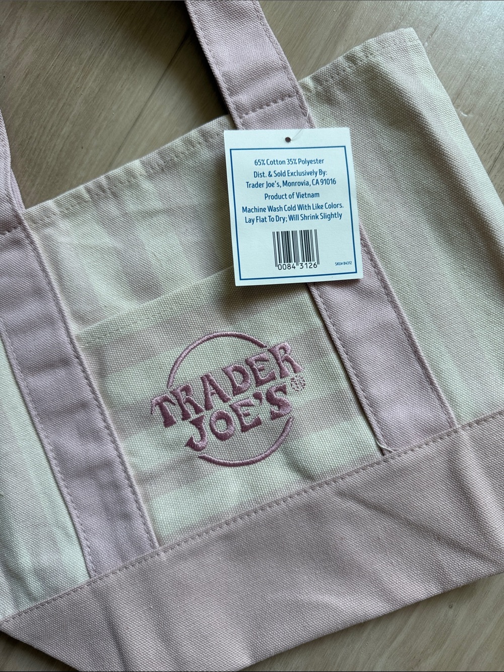 Pink Striped Mini Canvas Tote Bag - Picture 3 of 4